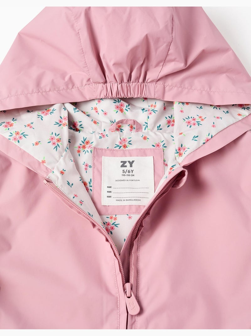 Coupe-vent avec capuche et ourlet à volants Rose clair - Kiabi