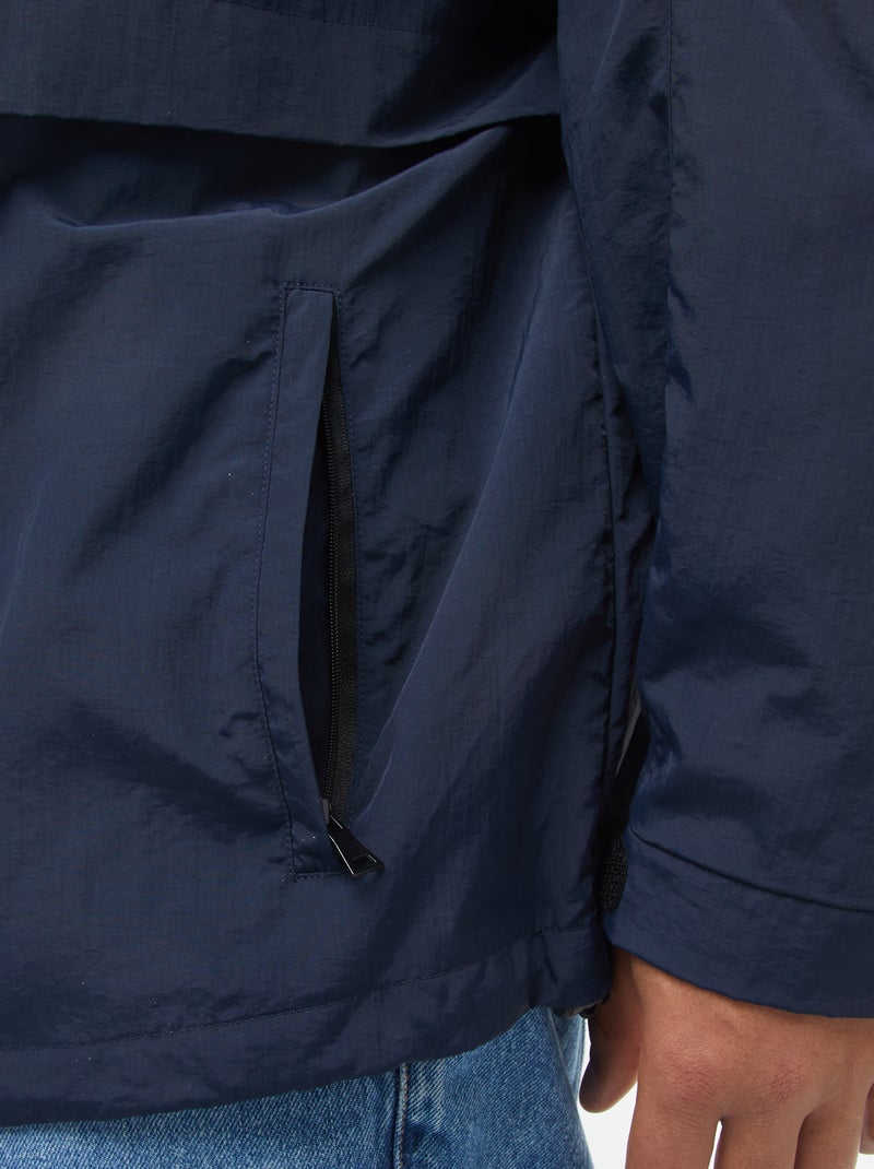 Coupe-vent imperméable à capuche avec manches amovibles Bleu - Kiabi