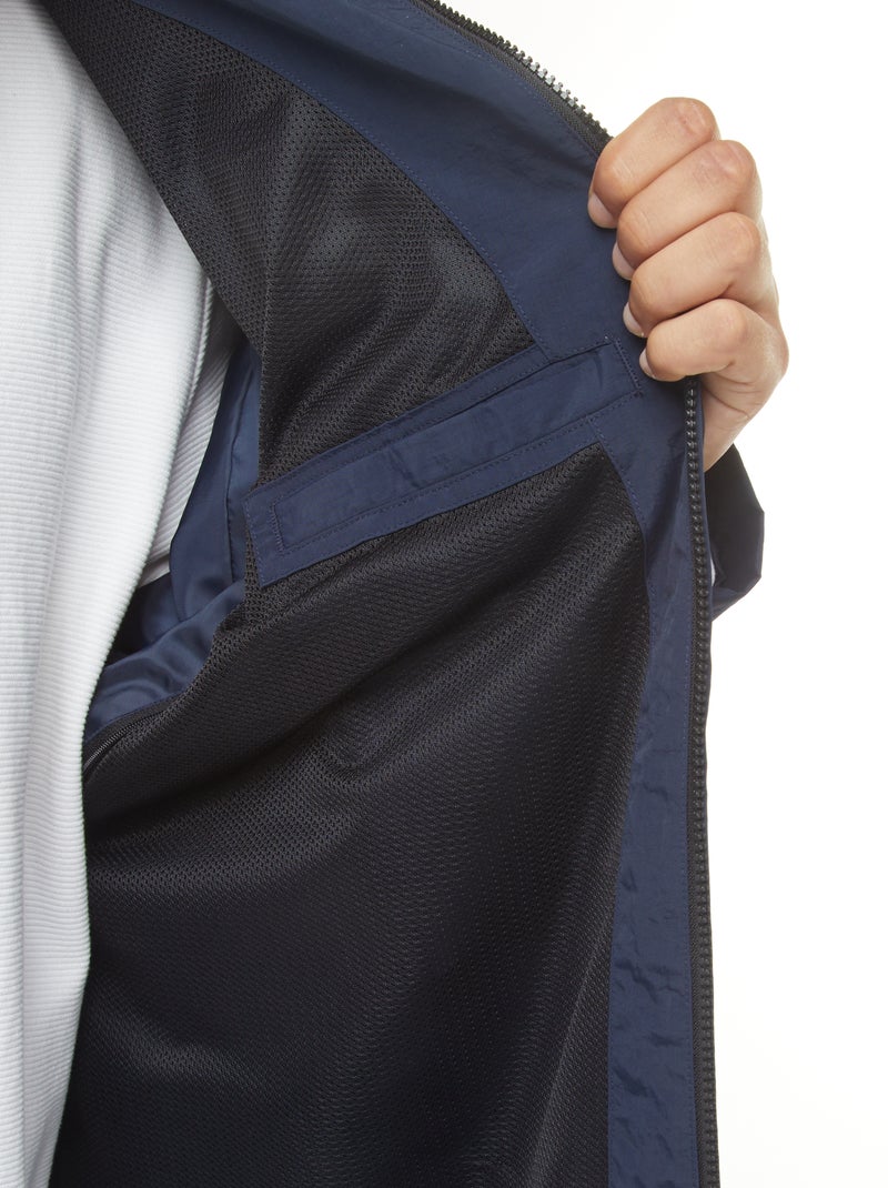 Coupe-vent imperméable à capuche avec manches amovibles Bleu - Kiabi