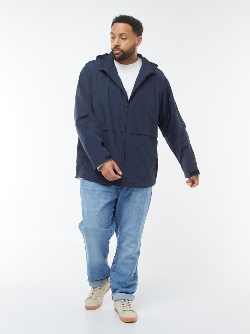 Coupe-vent imperméable à capuche avec manches amovibles Bleu - Kiabi