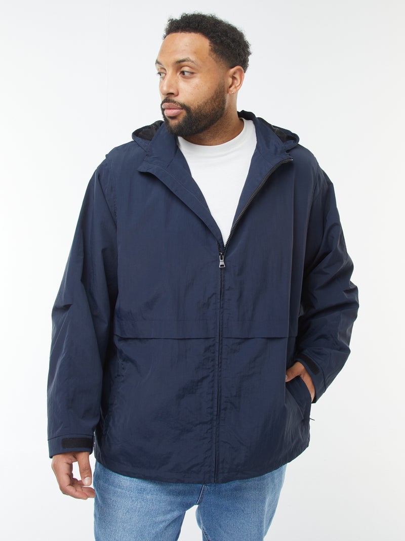 Coupe-vent imperméable à capuche avec manches amovibles Bleu - Kiabi