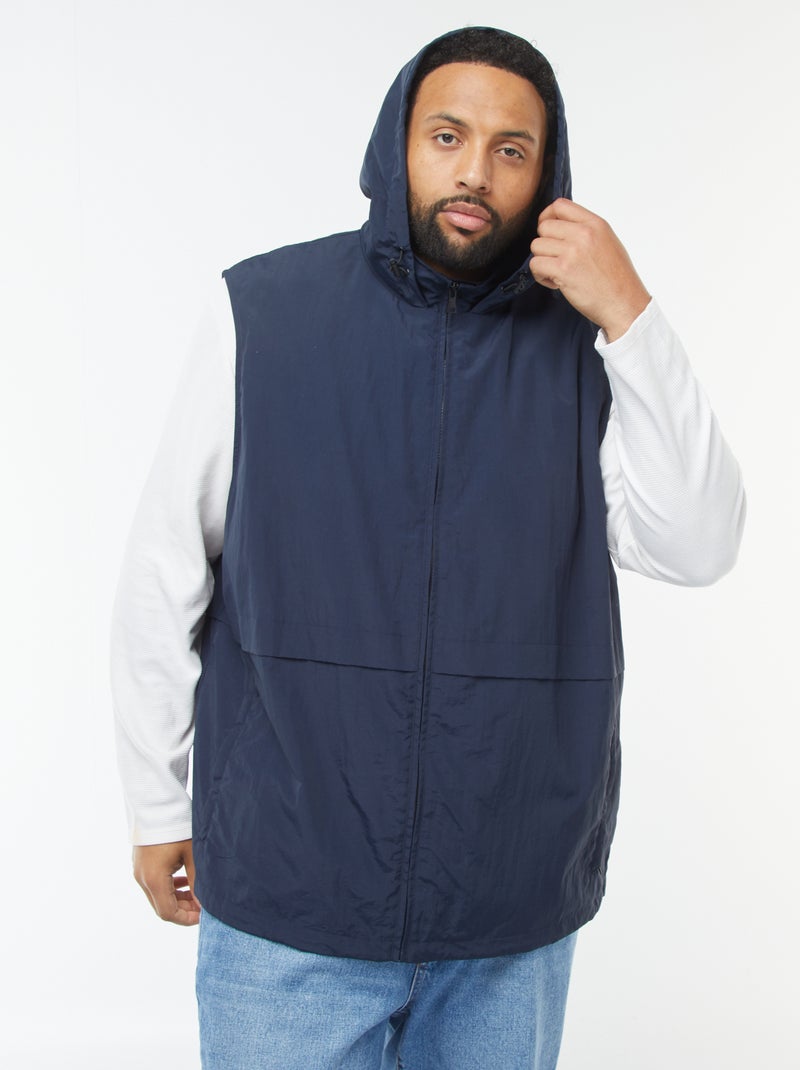 Coupe-vent imperméable à capuche avec manches amovibles Bleu - Kiabi