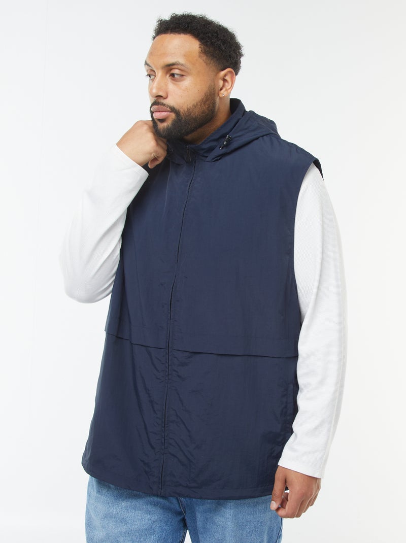 Coupe-vent imperméable à capuche avec manches amovibles Bleu - Kiabi