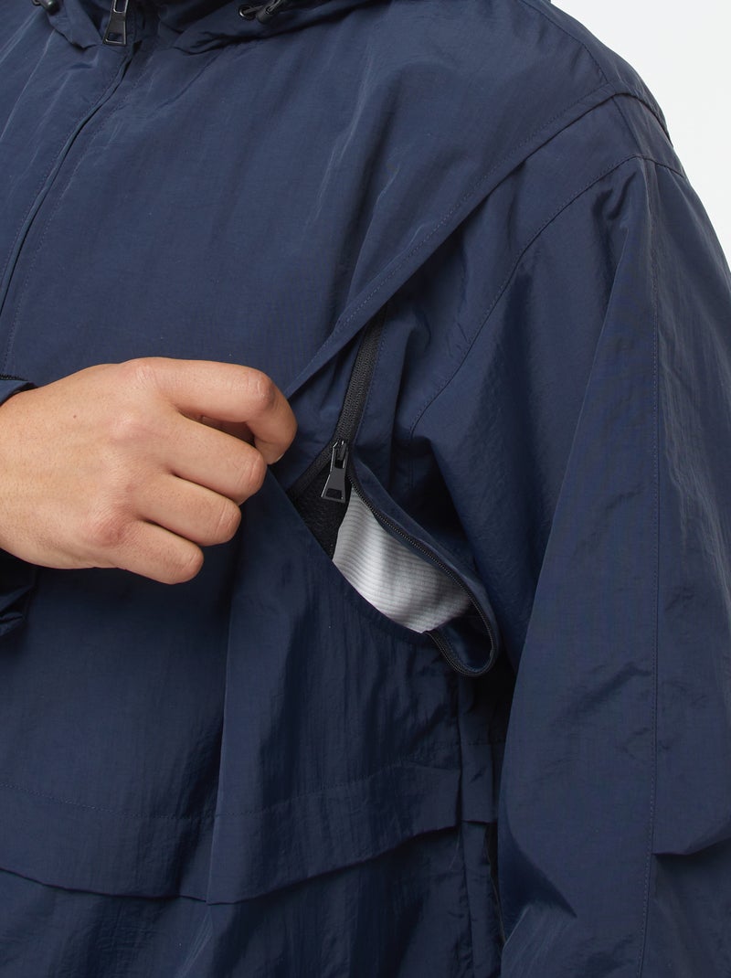 Coupe-vent imperméable à capuche avec manches amovibles Bleu - Kiabi