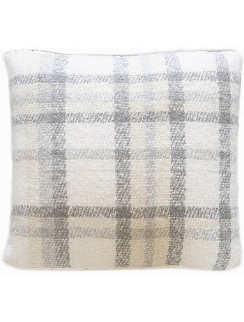 Coussin à carreaux - effet mohair avec dos sherpa