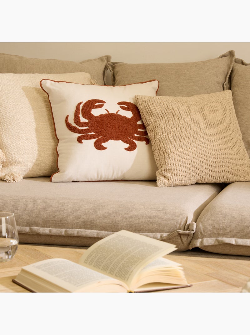 Coussin avec broderie marine oceania Blanc - Kiabi