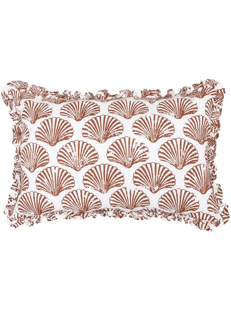 Coussin avec broderies coquillages OCEANIA Terracotta - Kiabi