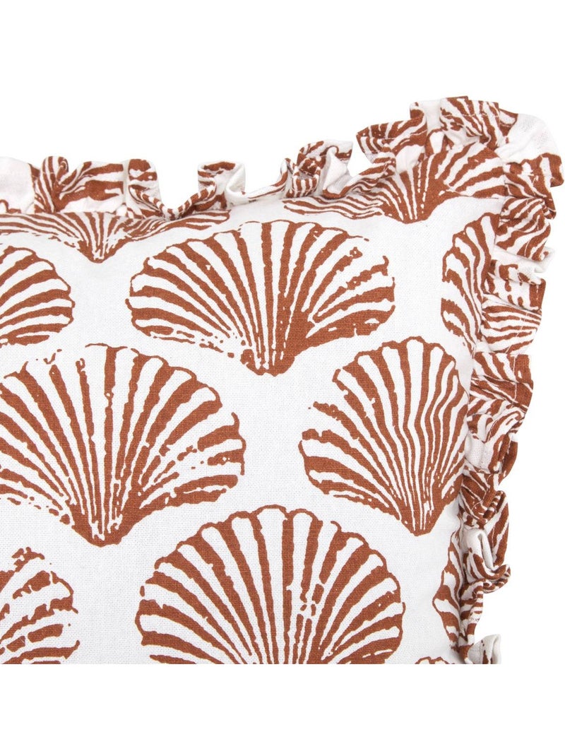 Coussin avec broderies coquillages OCEANIA Terracotta - Kiabi