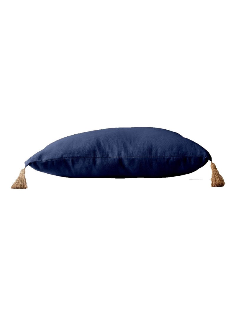 Coussin avec pompons en jute Bleu marine - Kiabi