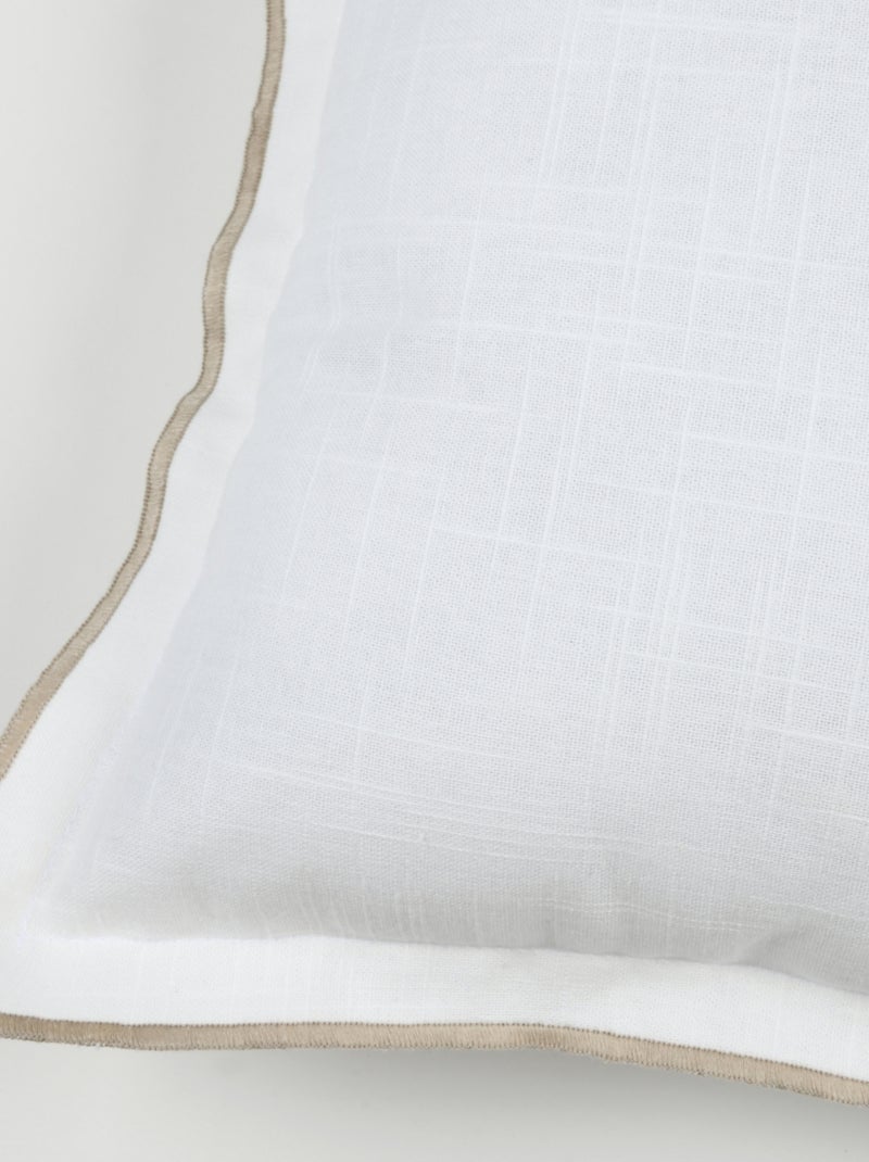 Coussin coton volant plat feston noir Blanc - Kiabi