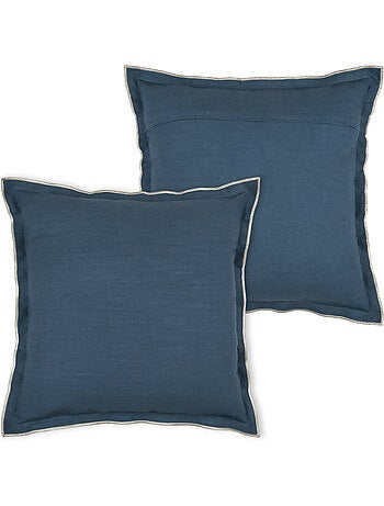 Coussin coton volant plat feston noir