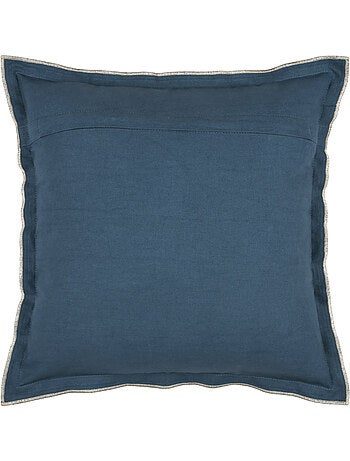 Coussin coton volant plat feston noir