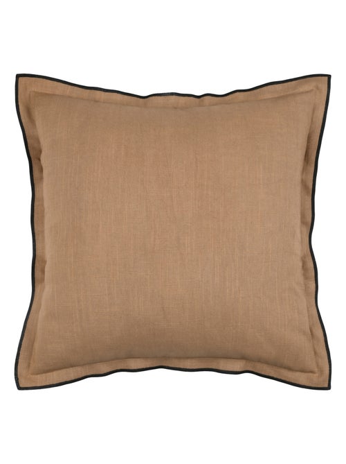 Coussin coton volant plat feston noir - Kiabi