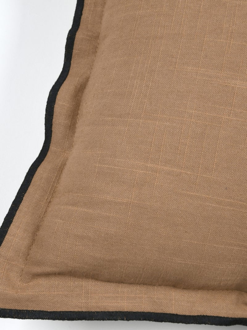 Coussin coton volant plat feston noir Marron clair - Kiabi