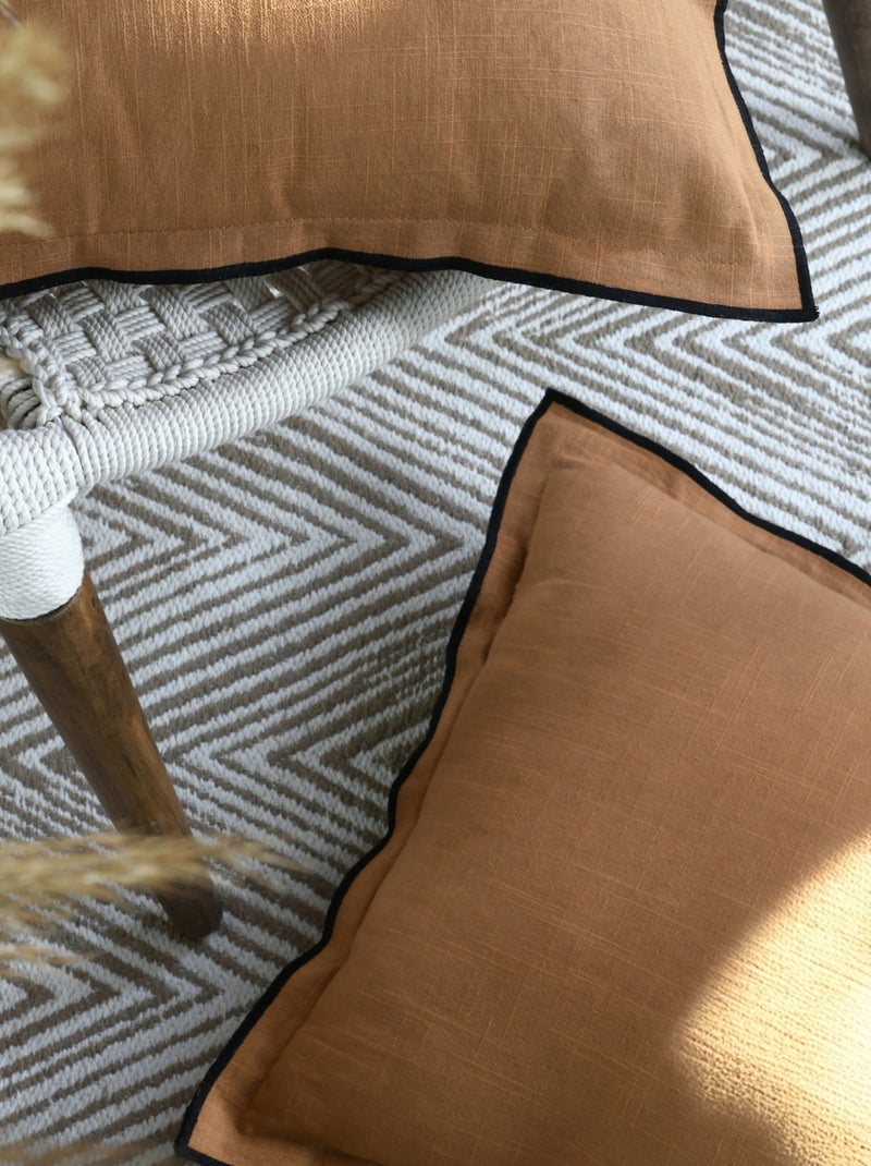 Coussin coton volant plat feston noir Marron clair - Kiabi