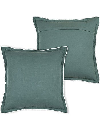 Coussin coton volant plat feston noir
