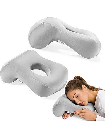 Coussin de bureau ergonomique pour sieste et voyage hypermotion gris 30x25 cm