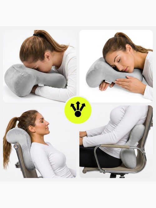 Coussin de bureau ergonomique pour sieste et voyage hypermotion gris 30x25 cm - Kiabi