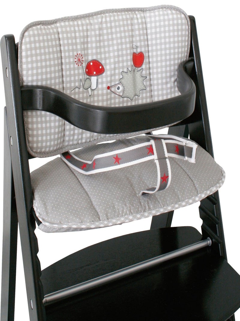 Coussin de chaise haute lavable imprimé hérisson 'Adam et Eule' ROBA Gris Rouge - Kiabi