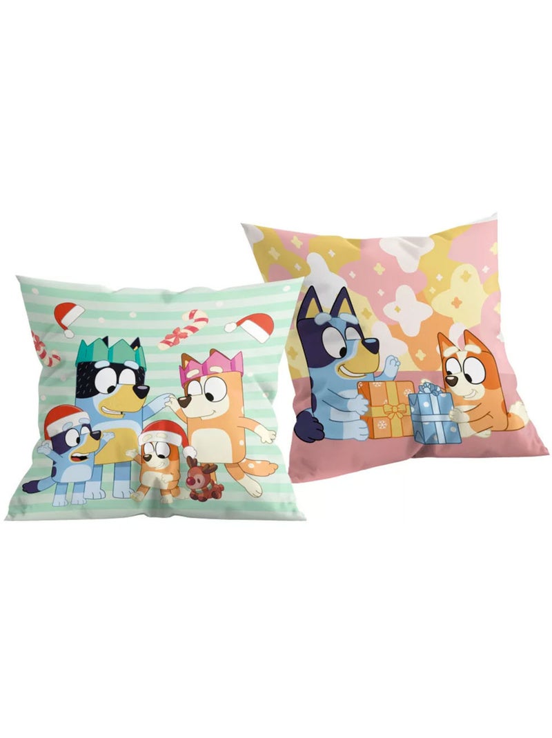 Coussin décoratif de Noël 'Bluey' 40 x 40 cm carré en polyester Bluey Bleu Multicolore Gris - Kiabi