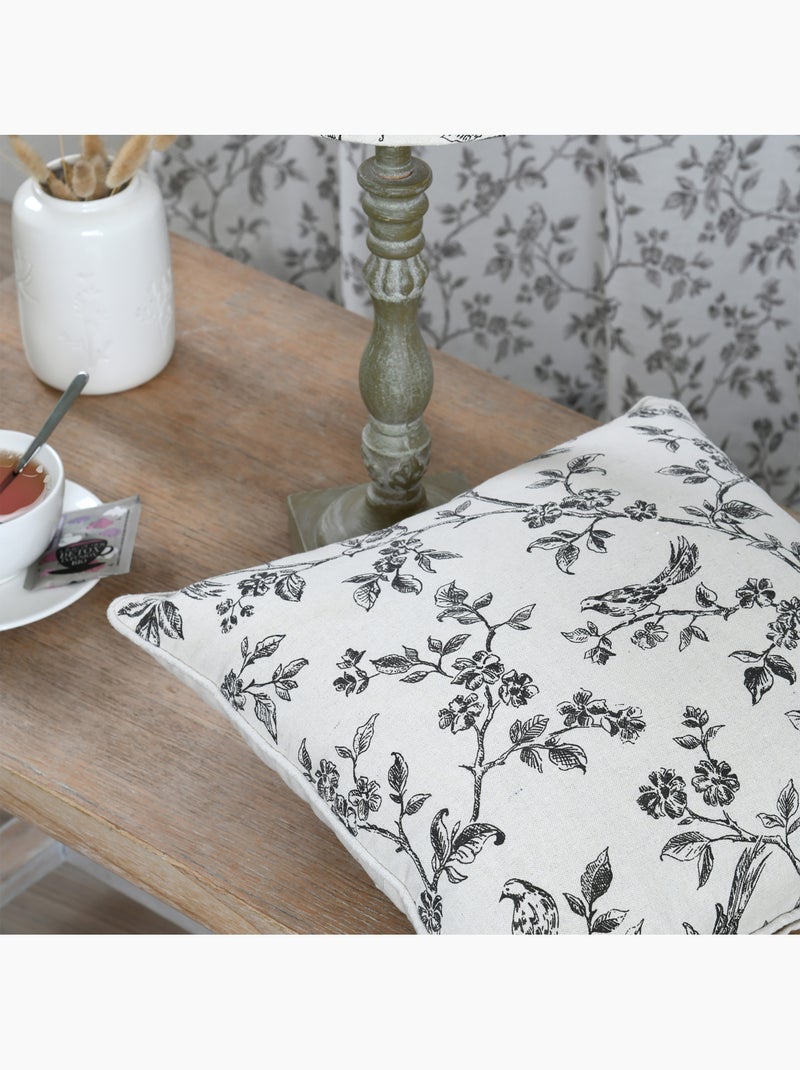 Coussin décoratif imprimé floral Ecru - Kiabi
