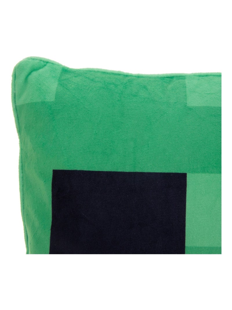 Coussin décoratif moelleux en tissu velouté 'Roba' - Minecraft Creeper Vert - Kiabi