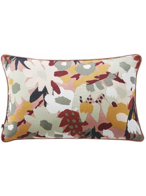 Coussin déhoussable - gaze de coton imprimée - passepoil - léane - Kiabi