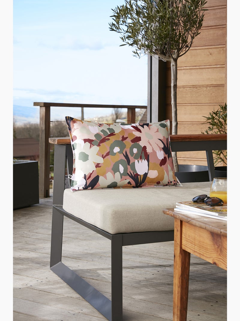 Coussin déhoussable - gaze de coton imprimée - passepoil - léane Violet - Kiabi