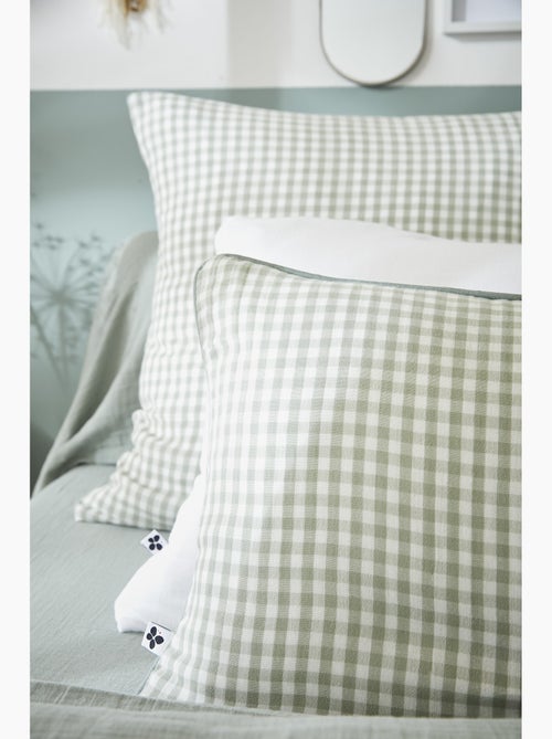 Coussin déhoussable - gaze de coton tissée teinte - carreaux vichy - vickie - Kiabi