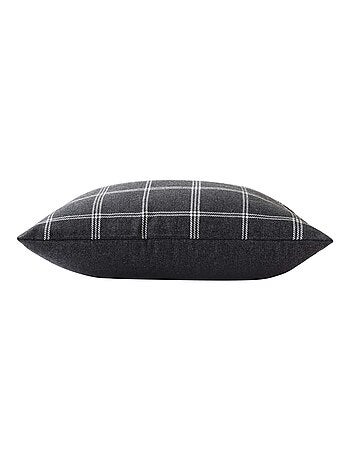 Coussin déhoussable à carreaux en poly-coton tissé