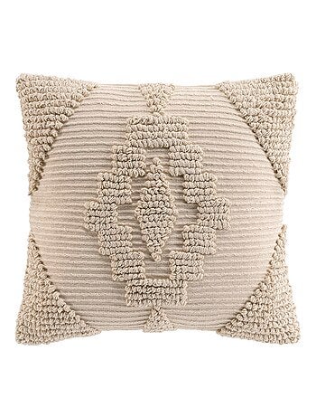 Coussin déhoussable en poly-coton à motif texturé