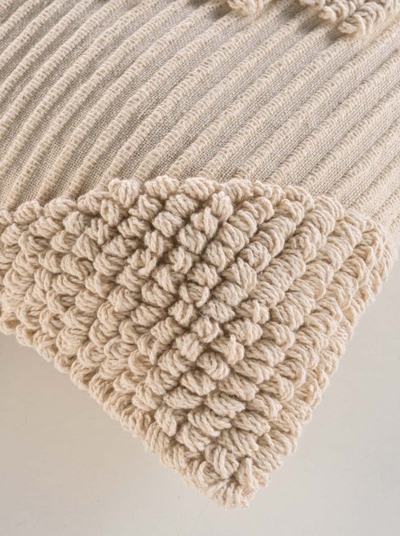 Coussin déhoussable en poly-coton à motif texturé Beige coquille - Kiabi