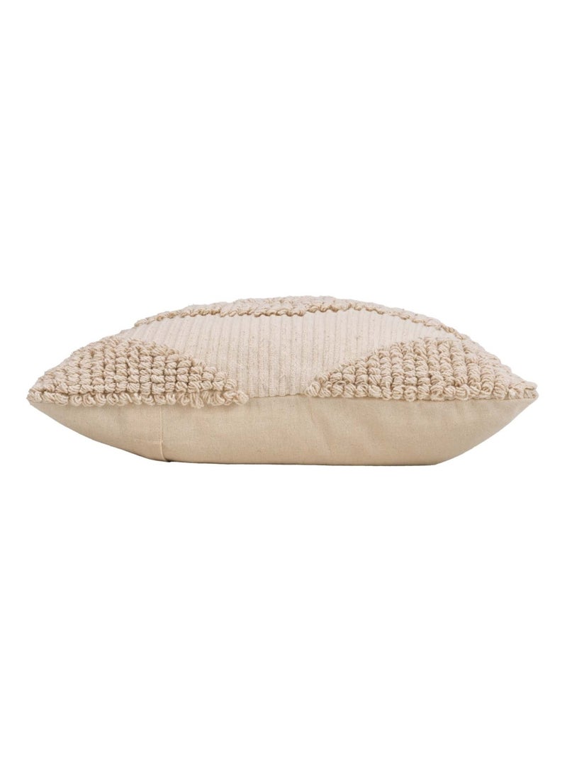 Coussin déhoussable en poly-coton à motif texturé Beige coquille - Kiabi
