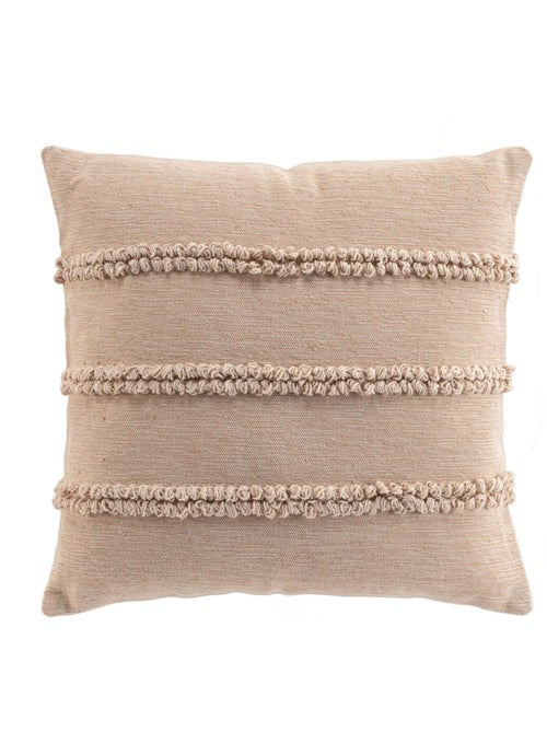 Coussin déhoussable en polycoton avec bandes bouclées - Kiabi Coussin déhoussable en polycoton avec bandes bouclées - Kiabi