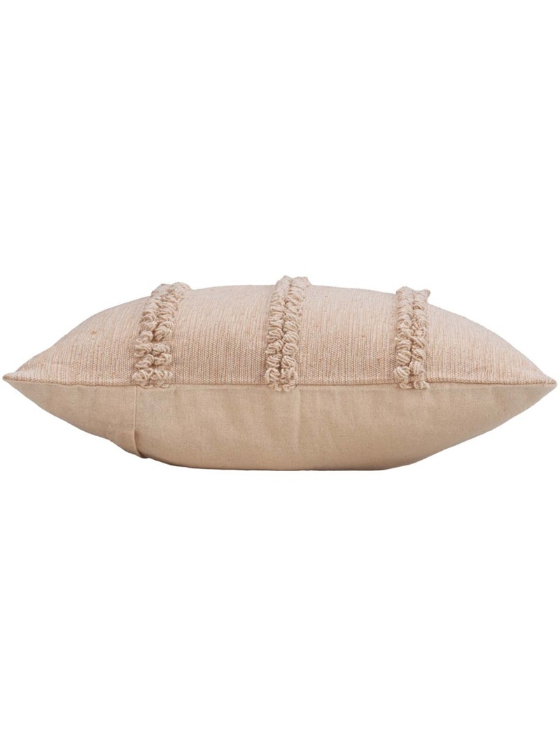 Coussin déhoussable en polycoton avec bandes bouclées Beige coquille - Kiabi