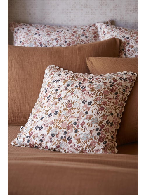 Coussin déhoussable – gaze de coton imprimée – capucine minuit - Kiabi