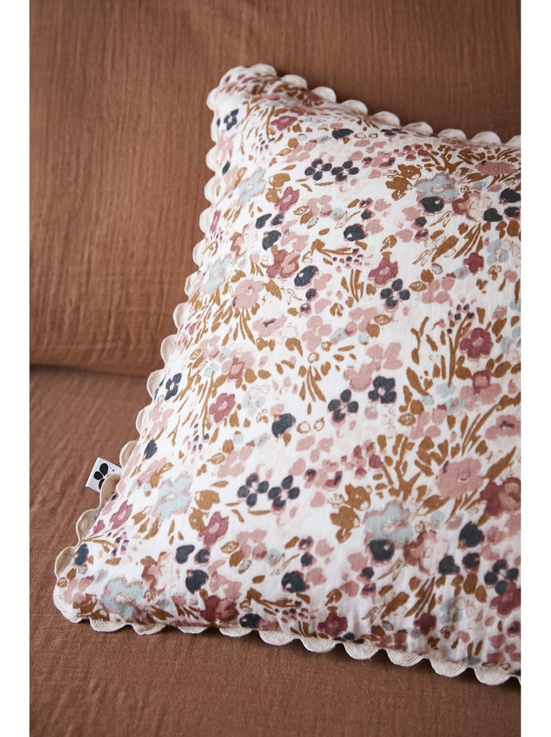 Coussin déhoussable – gaze de coton imprimée – capucine minuit Beige Pampa - Kiabi
