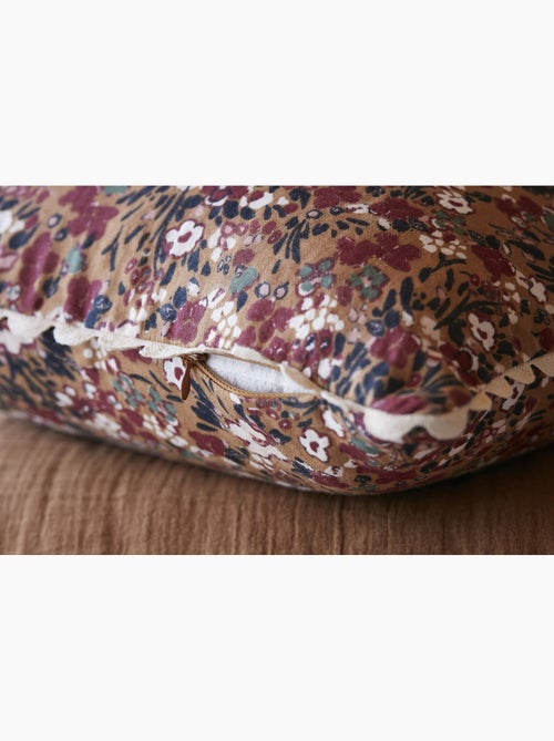 Coussin déhoussable – gaze de coton imprimée – capucine minuit - Kiabi