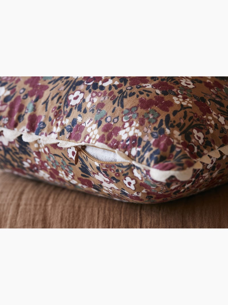 Coussin déhoussable – gaze de coton imprimée – capucine minuit Camel - Kiabi