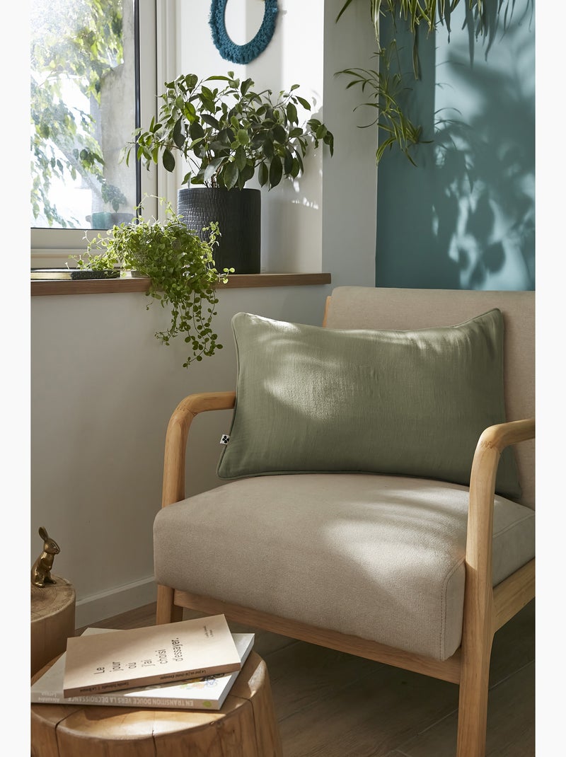 Coussin déhoussable – gaze de coton unie gaïa Vert romarin - Kiabi