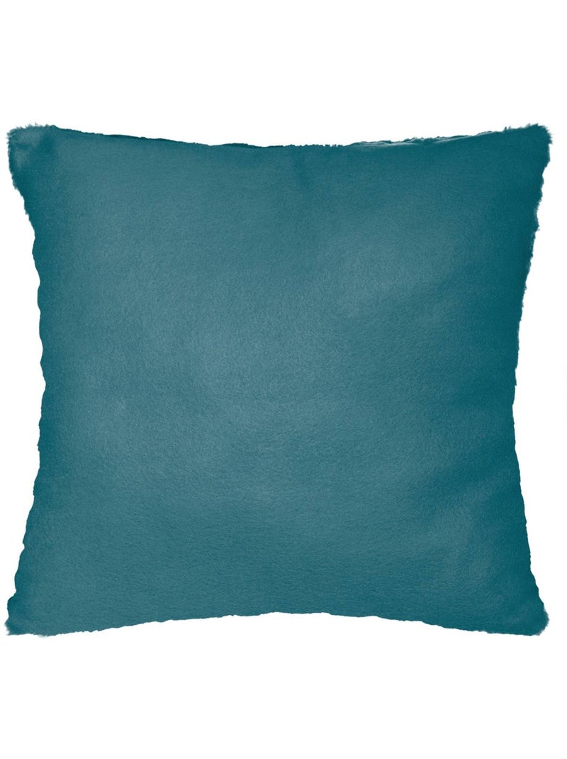 Coussin déhoussable imitation fourrure NILS Bleu canard - Kiabi