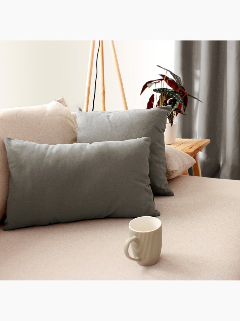 Coussin déhoussable uni en coton Gris clair - Kiabi