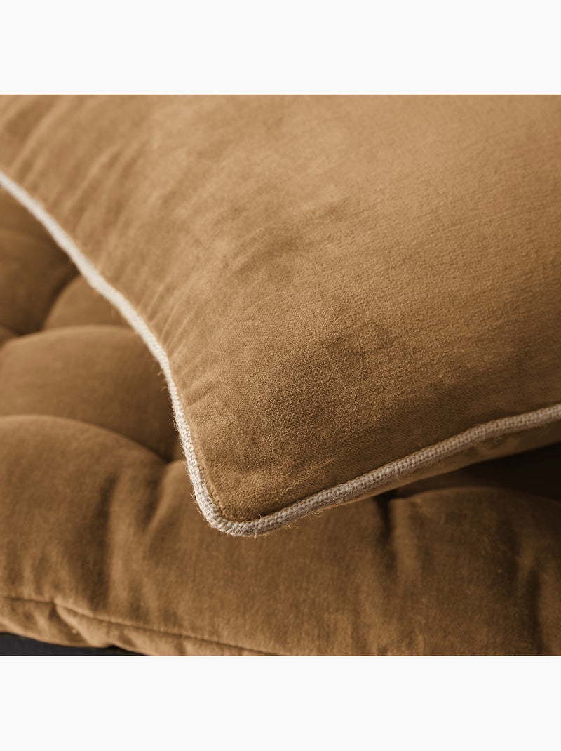 Coussin déhoussable – velours de coton - césar Camel - Kiabi