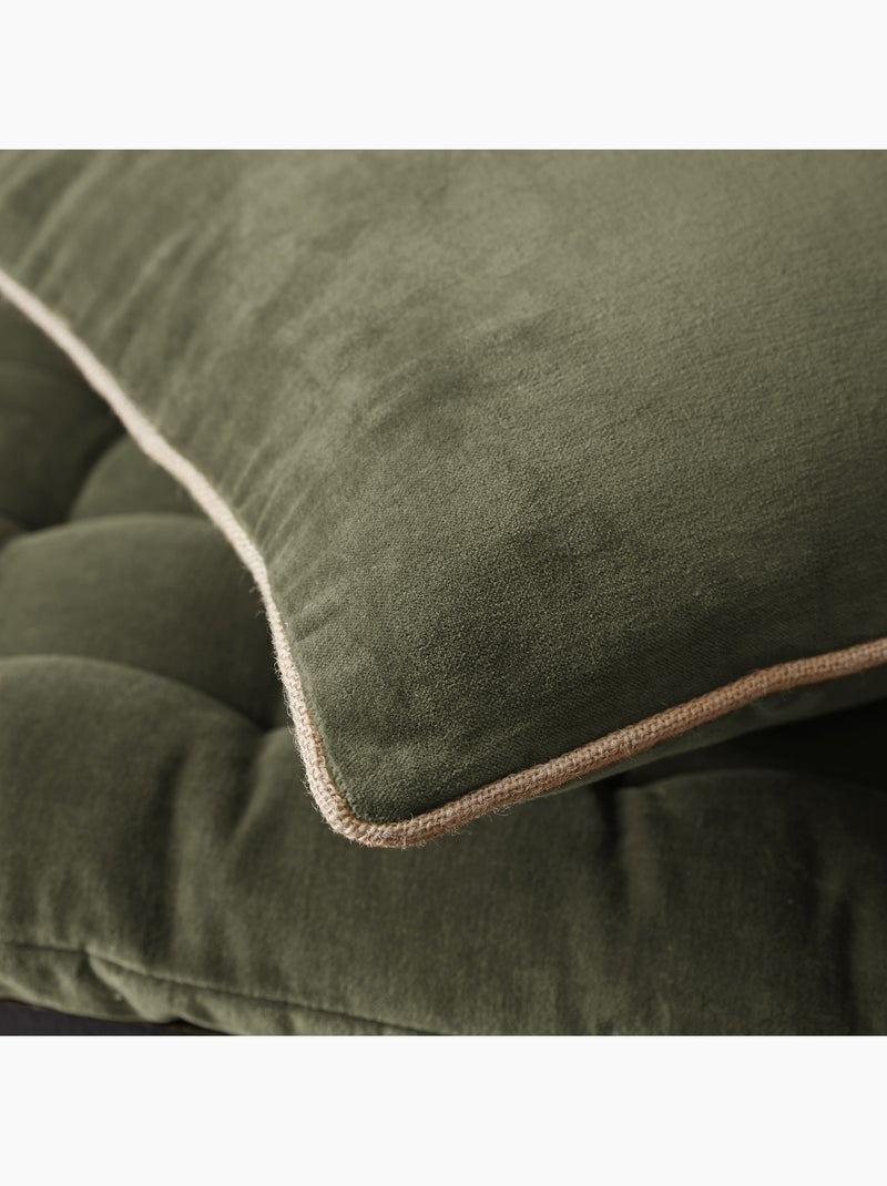 Coussin déhoussable – velours de coton - césar Kaki - Kiabi