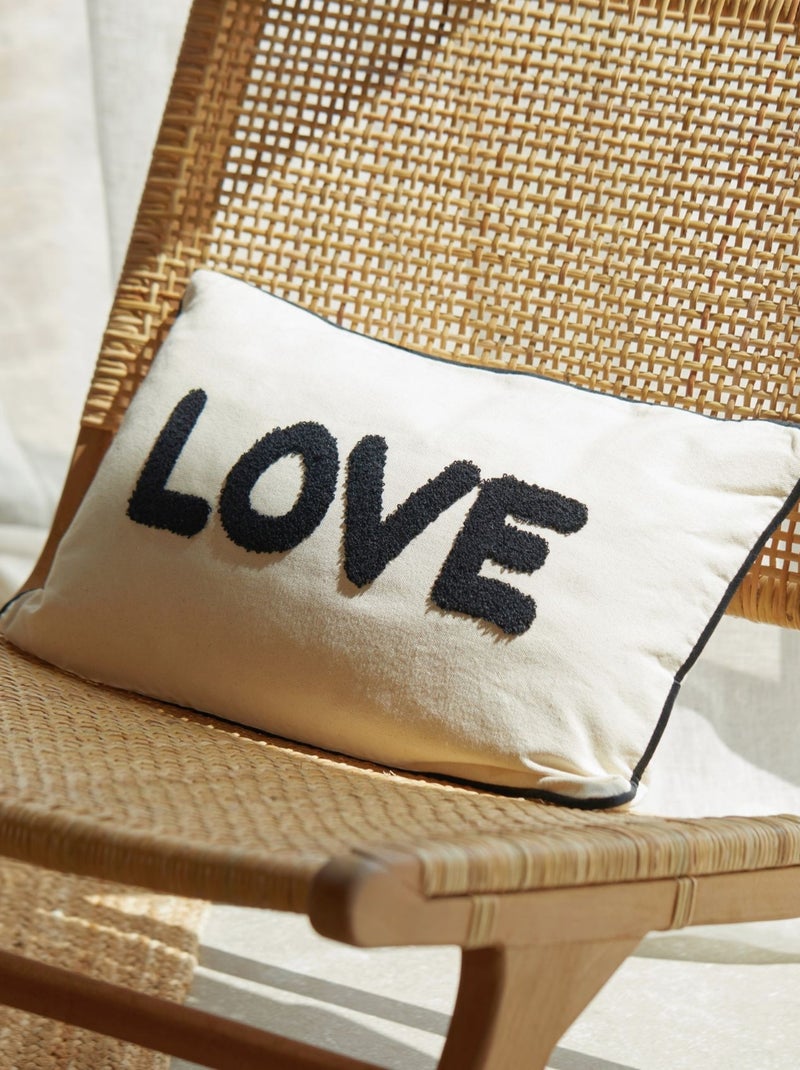 Coussin en toile Love Beige coquille - Kiabi