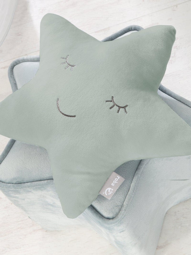 Coussin enfant étoile brodé 'Roba Style' Vert d'eau - Kiabi