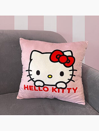 Coussin forme imprimé 100% polyester, hello kitty pois