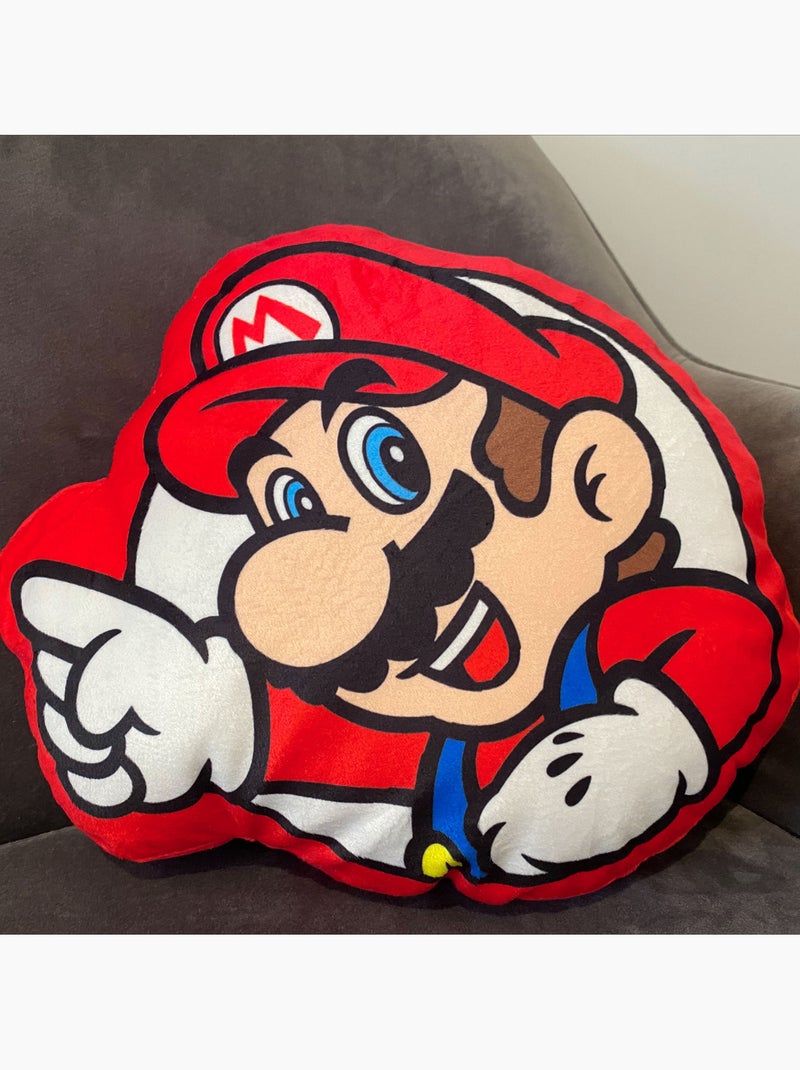 Coussin forme imprimé 100% polyester, super mario level up Rouge - Kiabi