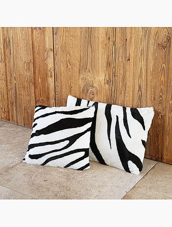 Coussin garni à motif zèbre avec dos en velours