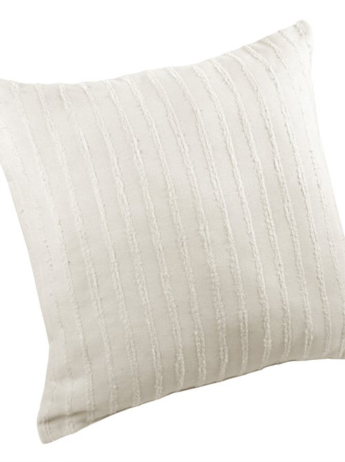 Coussin lin et coton rayures tuftées - Kiabi